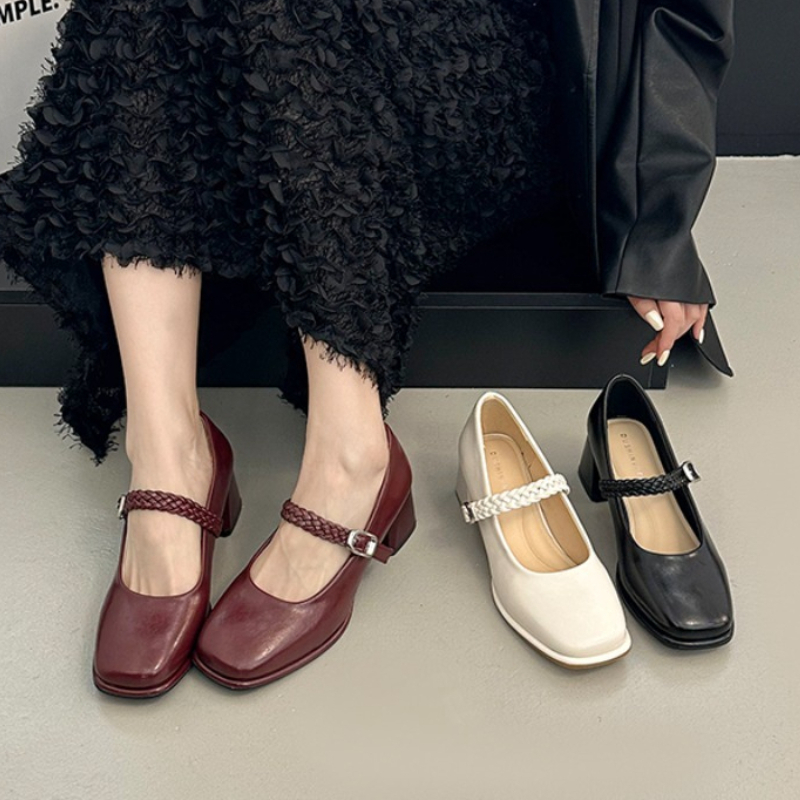 Women Formal Wear For Wedding - Spring Square Toe Thick Heel Women