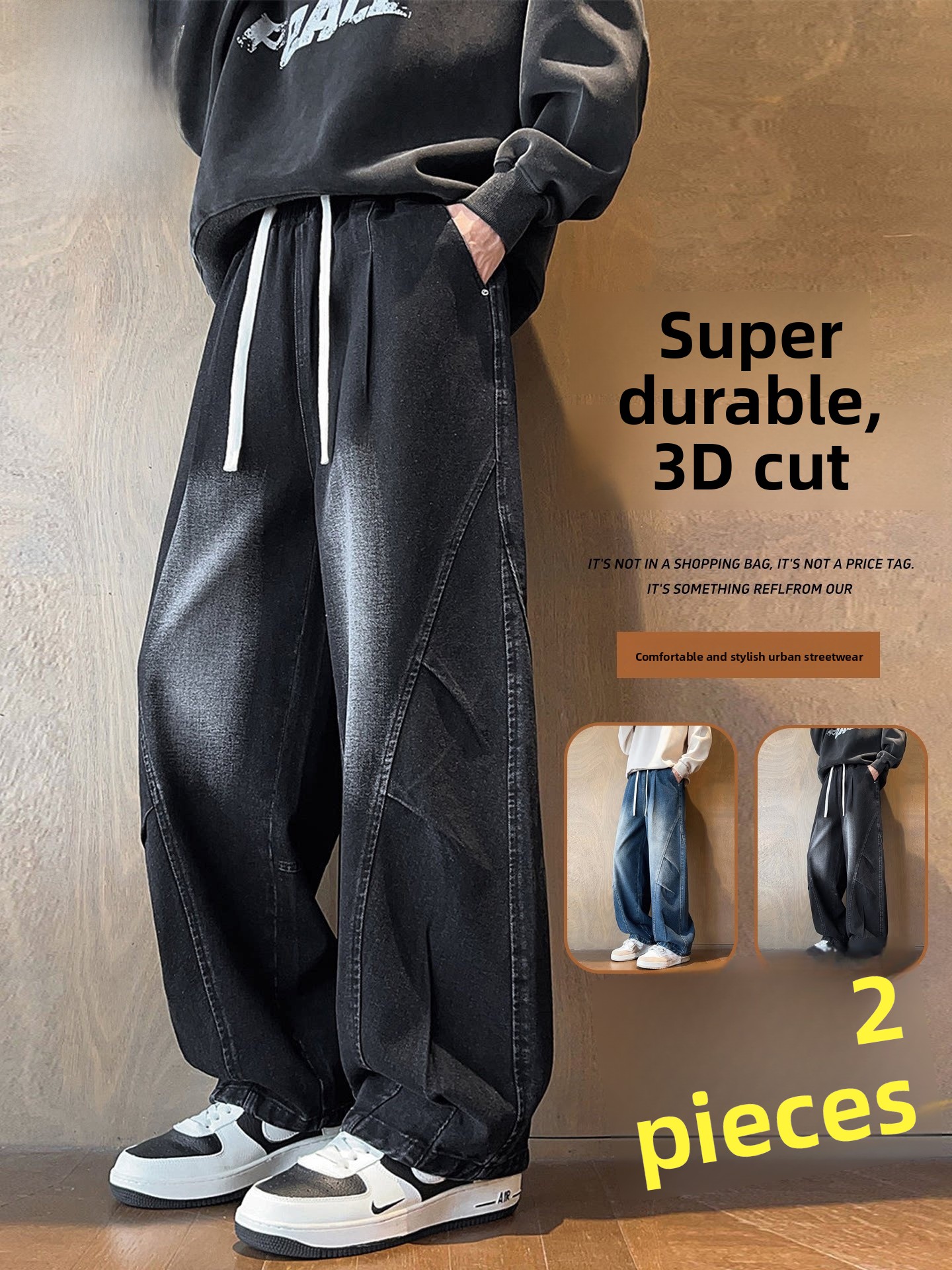 Tailored Trouser Wide - Nainiu 3D Tailored Loose Wide Leg