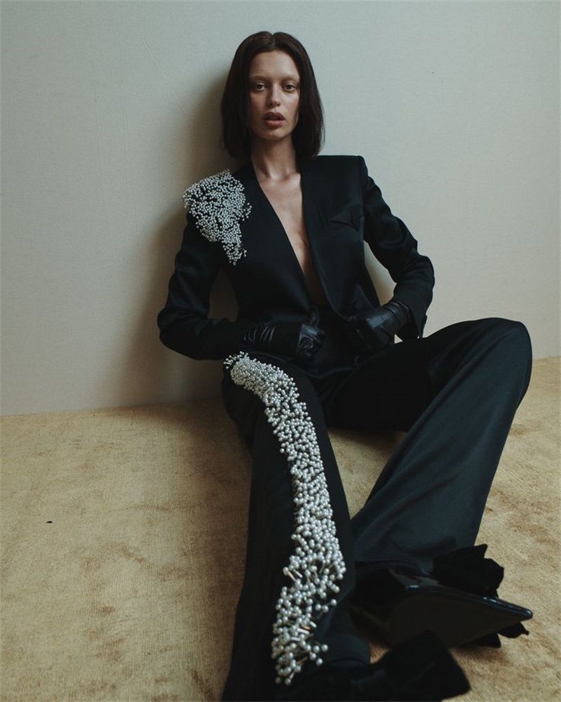 Women Formal Wear Coat - Pearls Women Suit Set 2 Piece