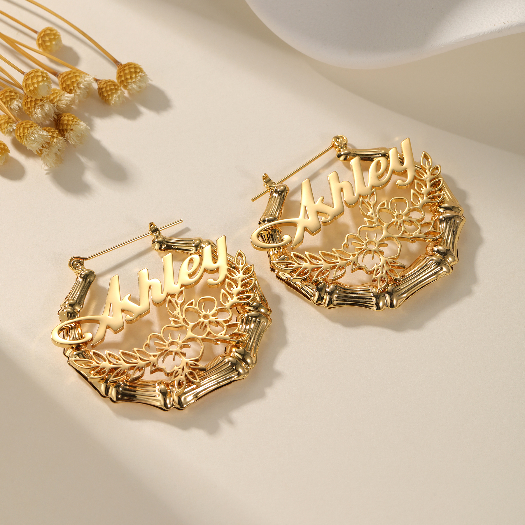 Women'S Formal Wear Names - Custom Name Earrings Personalized Bamboo Jewelry