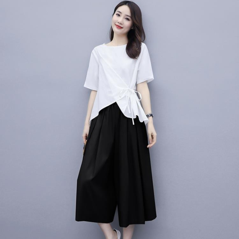 Tailored Trouser Wide - Cotton Linen Pant Sets for Women