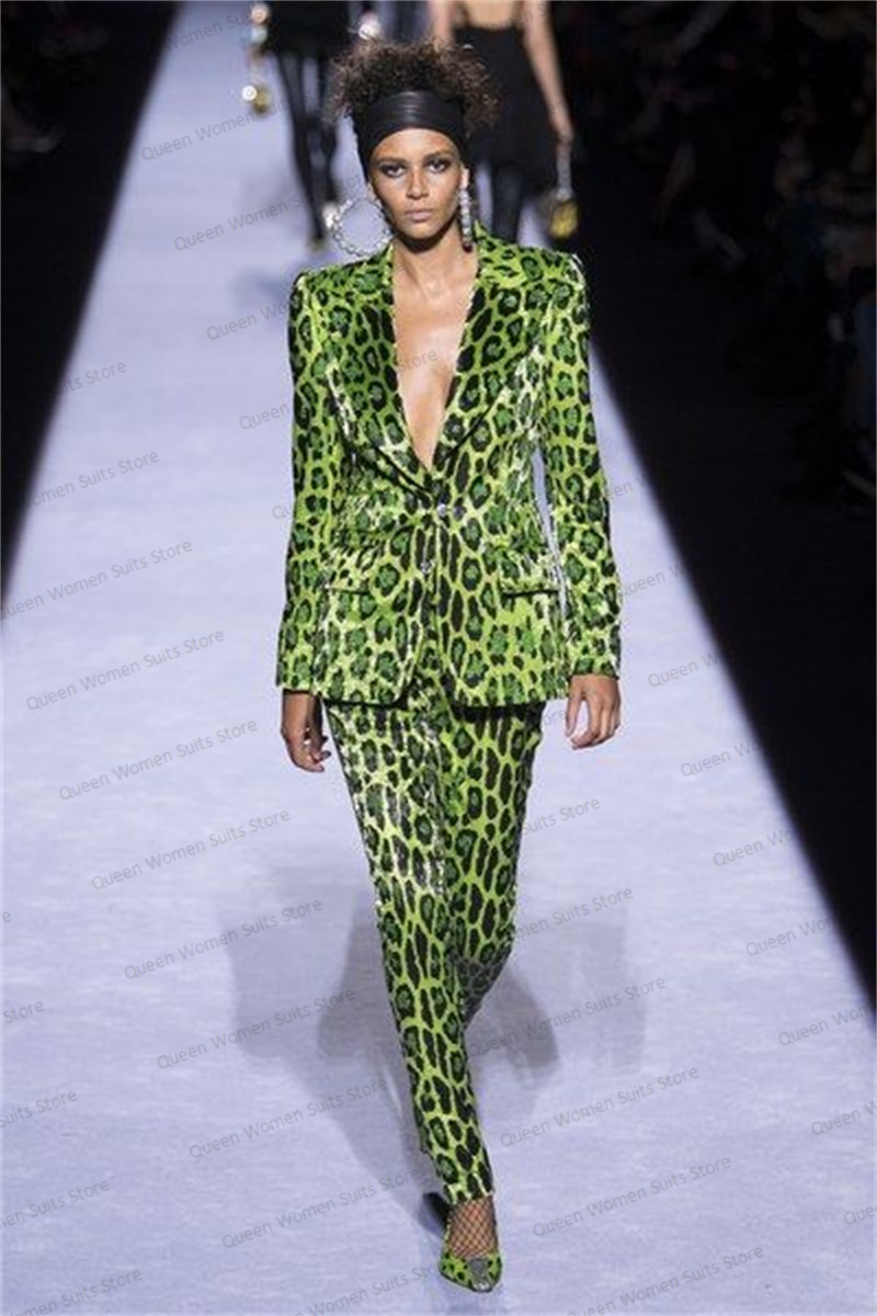 Sequins Leopard Women Suit Set - Women Formal Wear Coat reseña y precio