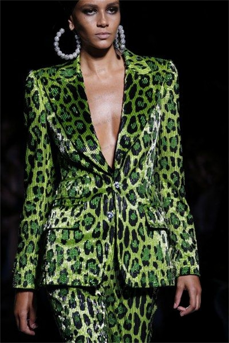 Sequins Leopard Women Suit Set - Women Formal Wear Coat reseña y precio