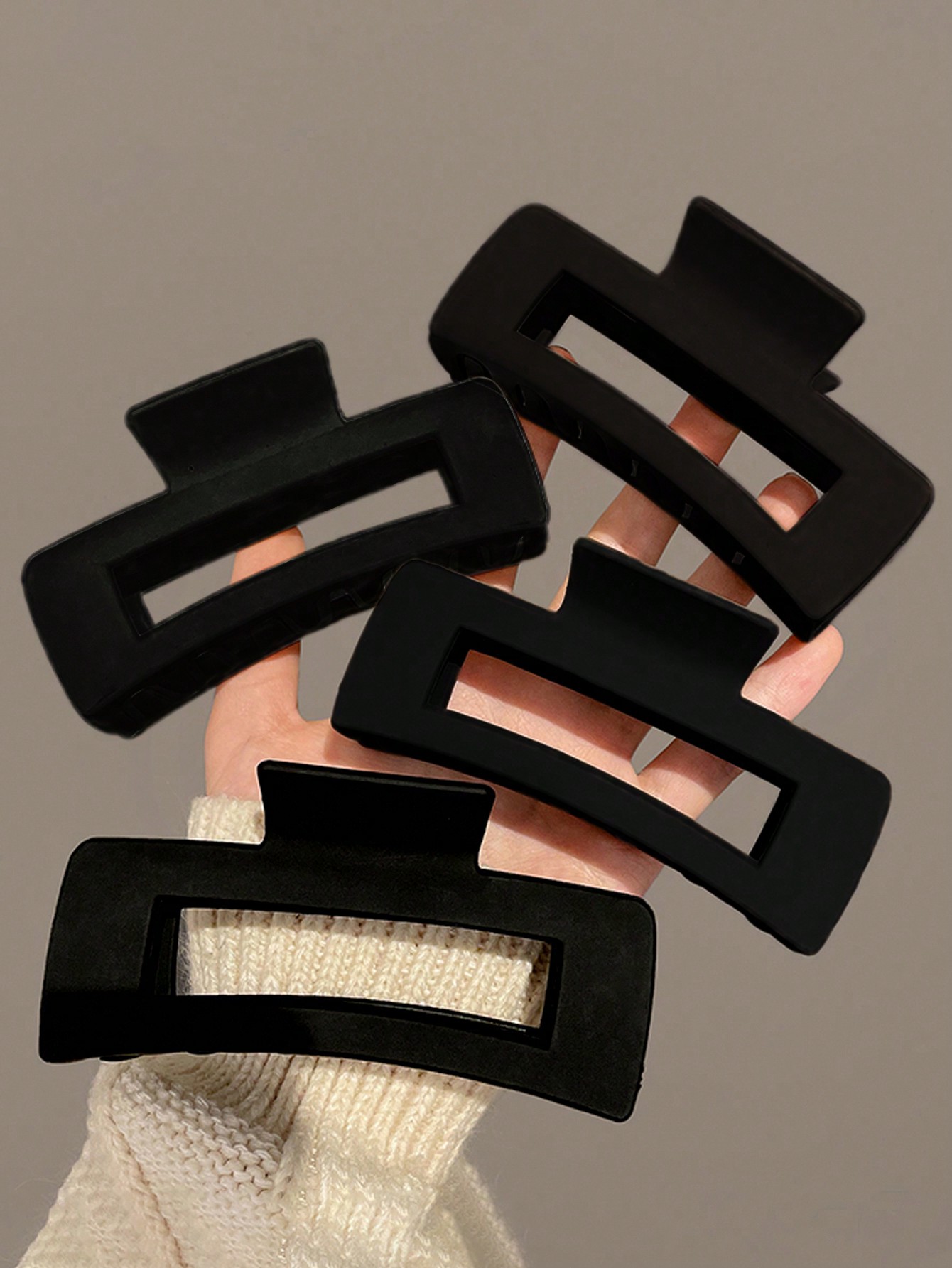 4pcs Women Large Black Square  - Formal Wear Hairstyles For Women reseña y precio