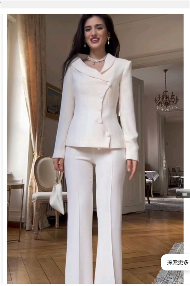 White Women Suits Set 2 Piece  - Women Formal Wear Coat reseña y precio