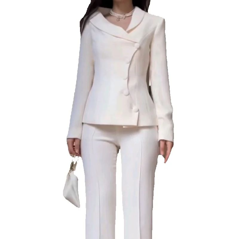 White Women Suits Set 2 Piece  - Women Formal Wear Coat reseña y precio