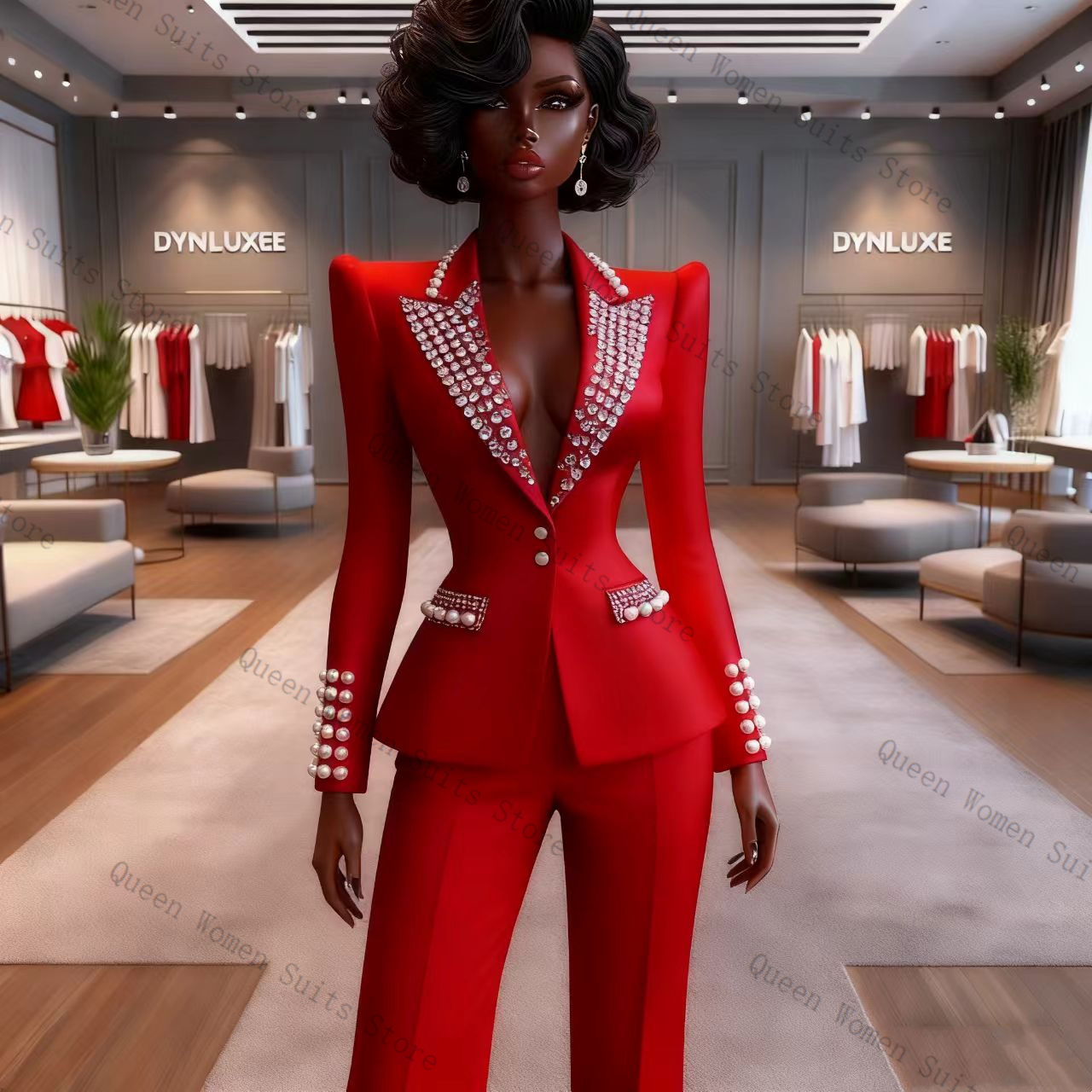 Pearls Red Women Suit Pants Se - Women Formal Wear Coat reseña y precio
