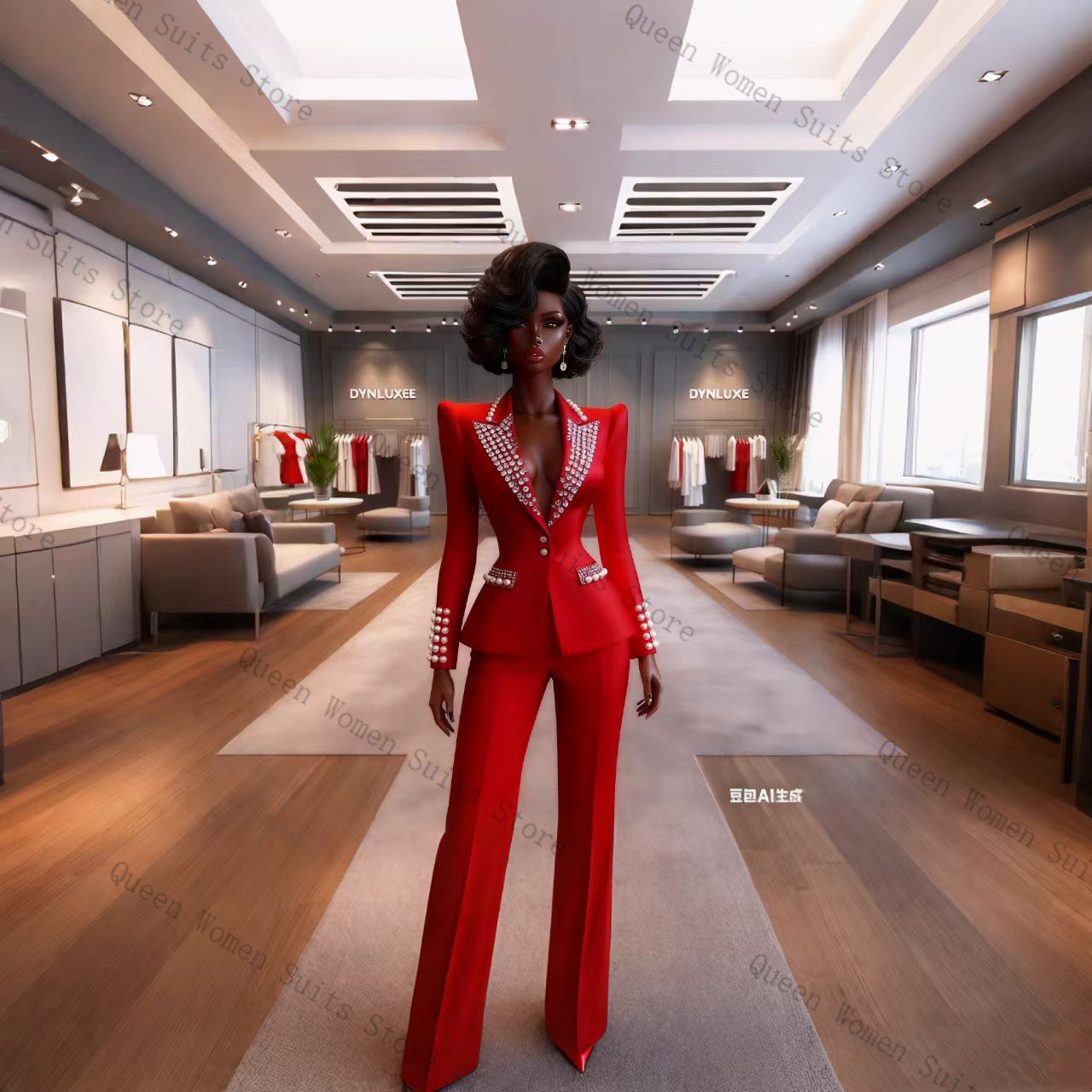 Pearls Red Women Suit Pants Se - Women Formal Wear Coat reseña y precio