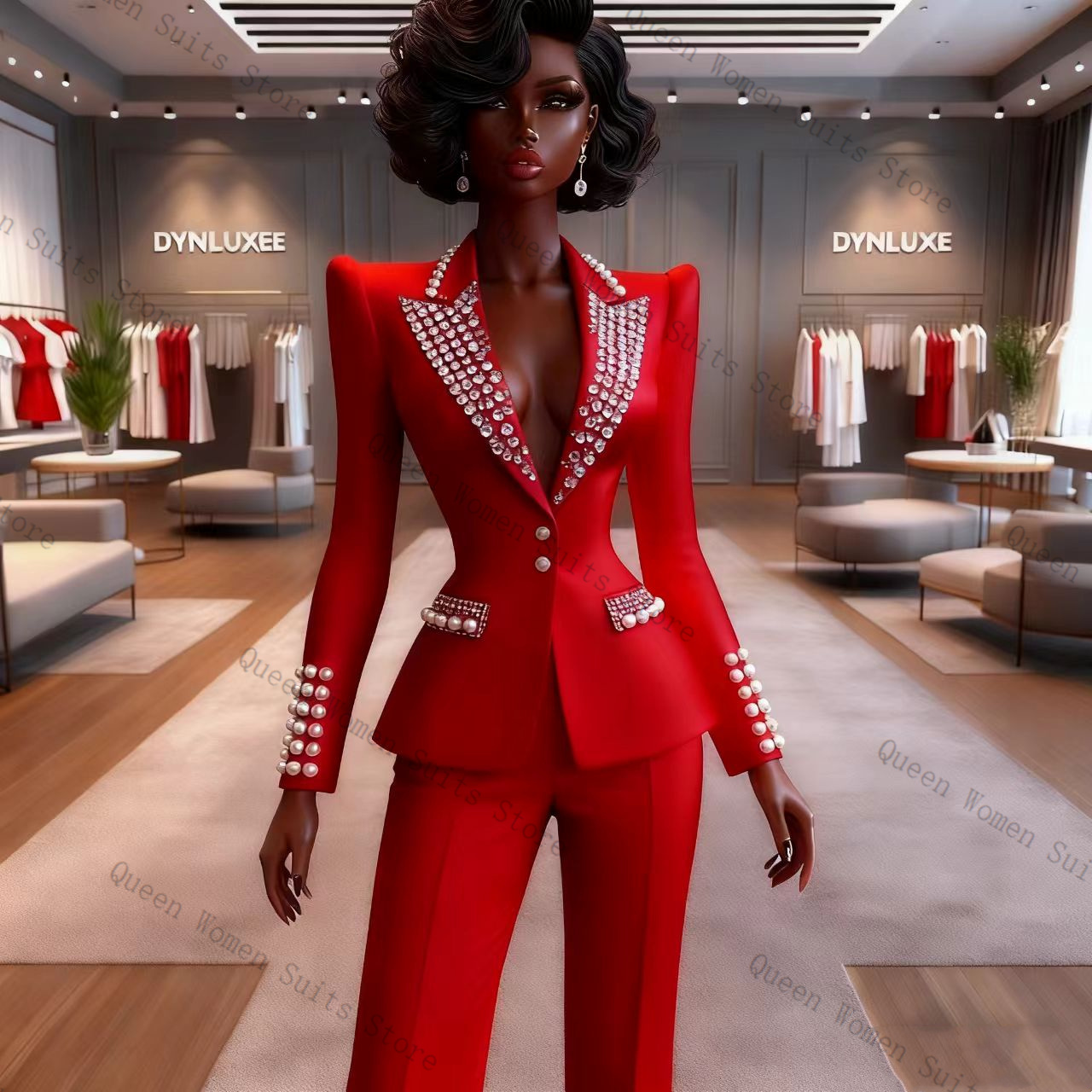 Pearls Red Women Suit Pants Se - Women Formal Wear Coat reseña y precio