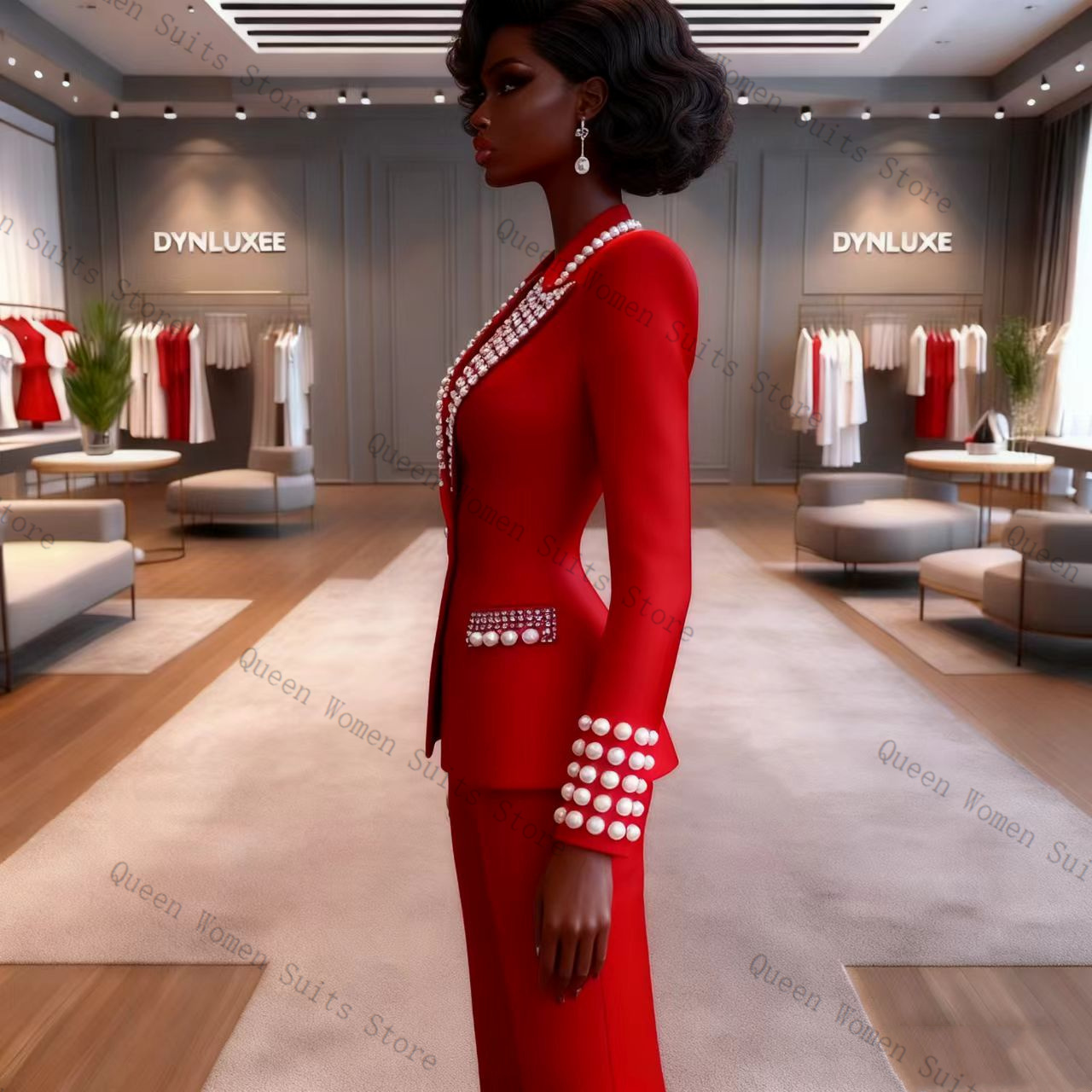 Pearls Red Women Suit Pants Se - Women Formal Wear Coat reseña y precio