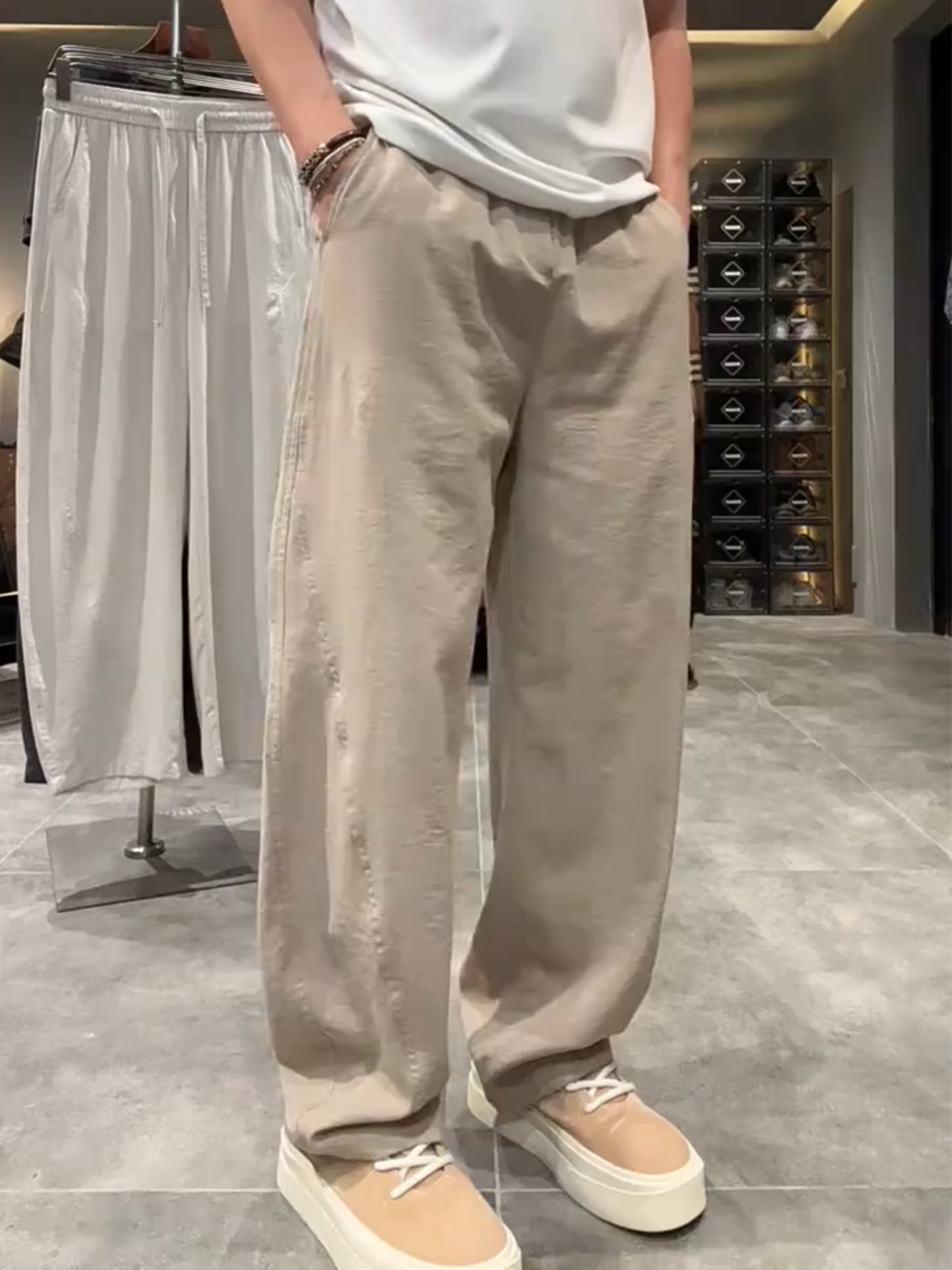 Men's Summer Casual Pants Silk - Tailored Trouser Wide reseña y precio
