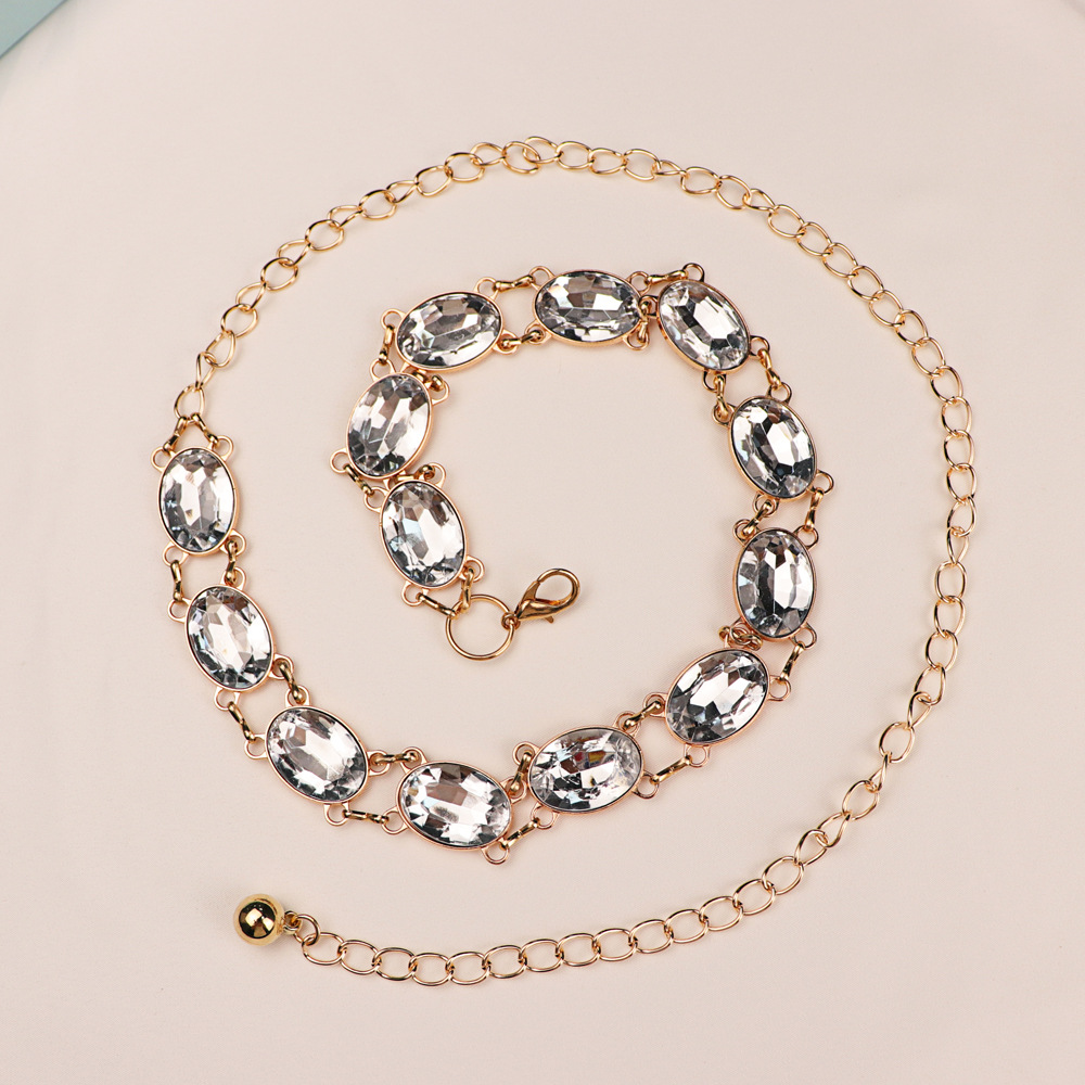 Chic Rhinestone Waist Chain Wo - Women Formal Wear Shirts reseña y precio
