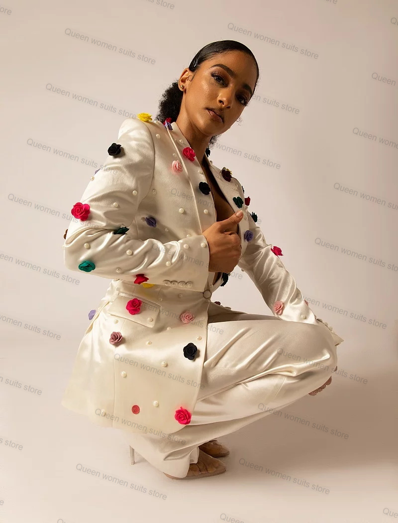 Off White Satin Women Suit Set - Women Formal Wear Coat reseña y precio
