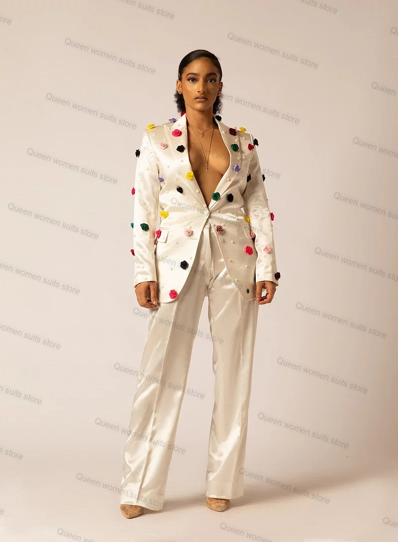 Off White Satin Women Suit Set - Women Formal Wear Coat reseña y precio