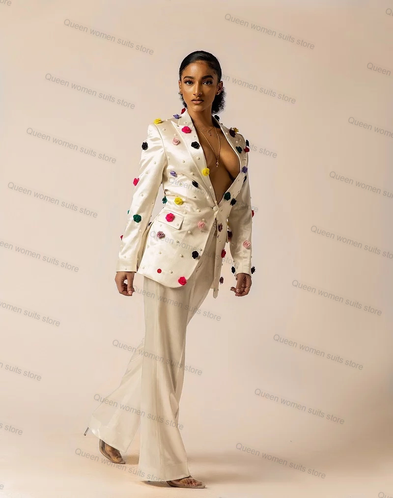 Off White Satin Women Suit Set - Women Formal Wear Coat reseña y precio