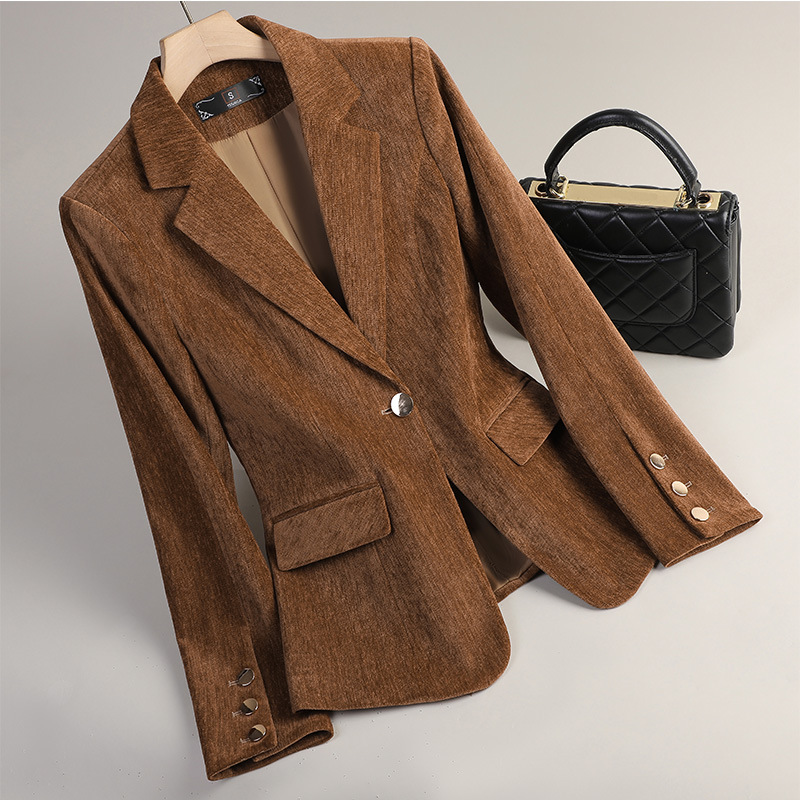 Yellow Gold Velvet Blazer Wome - Women Formal Wear Coat reseña y precio