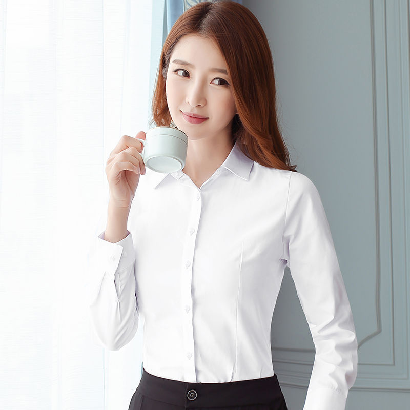 Korean Slim Black White Blouse - Women Formal Wear Shirts reseña y precio