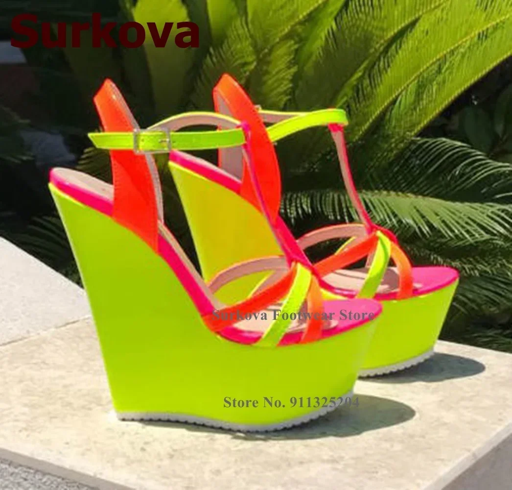 Surkova Neon Yellow Wedge Heel - Women Formal Wear For Wedding reseña y precio