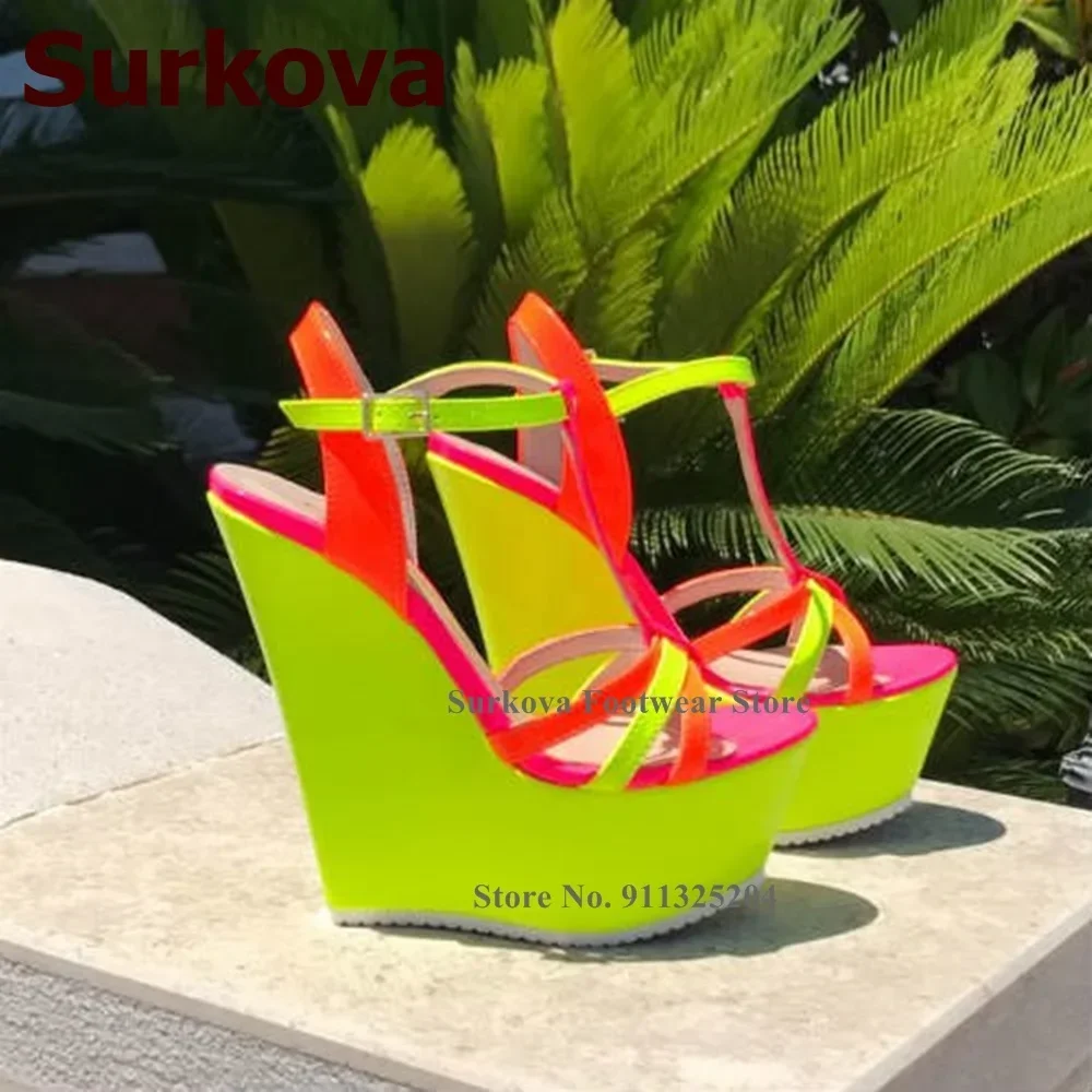 Surkova Neon Yellow Wedge Heel - Women Formal Wear For Wedding reseña y precio