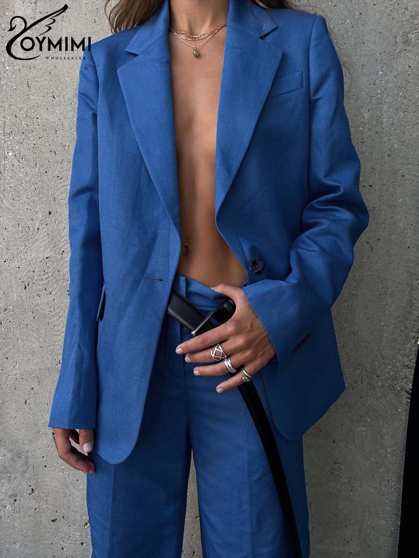 Oymimi Fashion Blue Cotton Set - Women'S Formal Wear Pants reseña y precio
