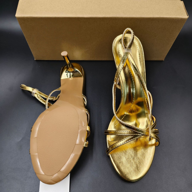 Women Gold Strappy Sandals Ope - Women Formal Wear For Wedding reseña y precio