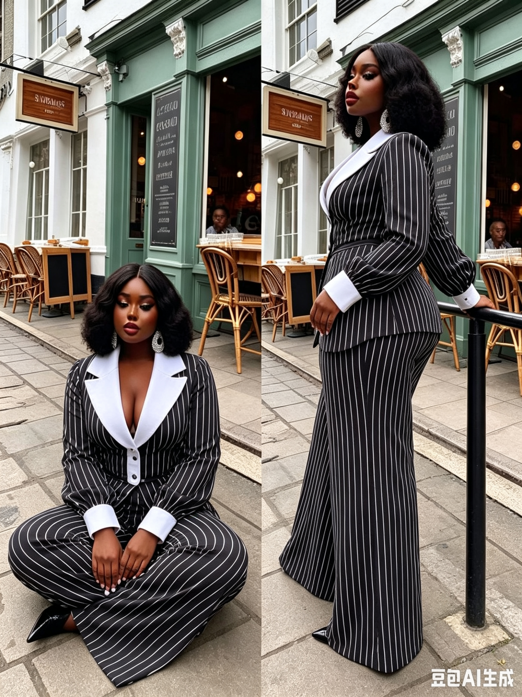 White Black Pinstripe Women Su - Women Formal Wear Black And White reseña y precio
