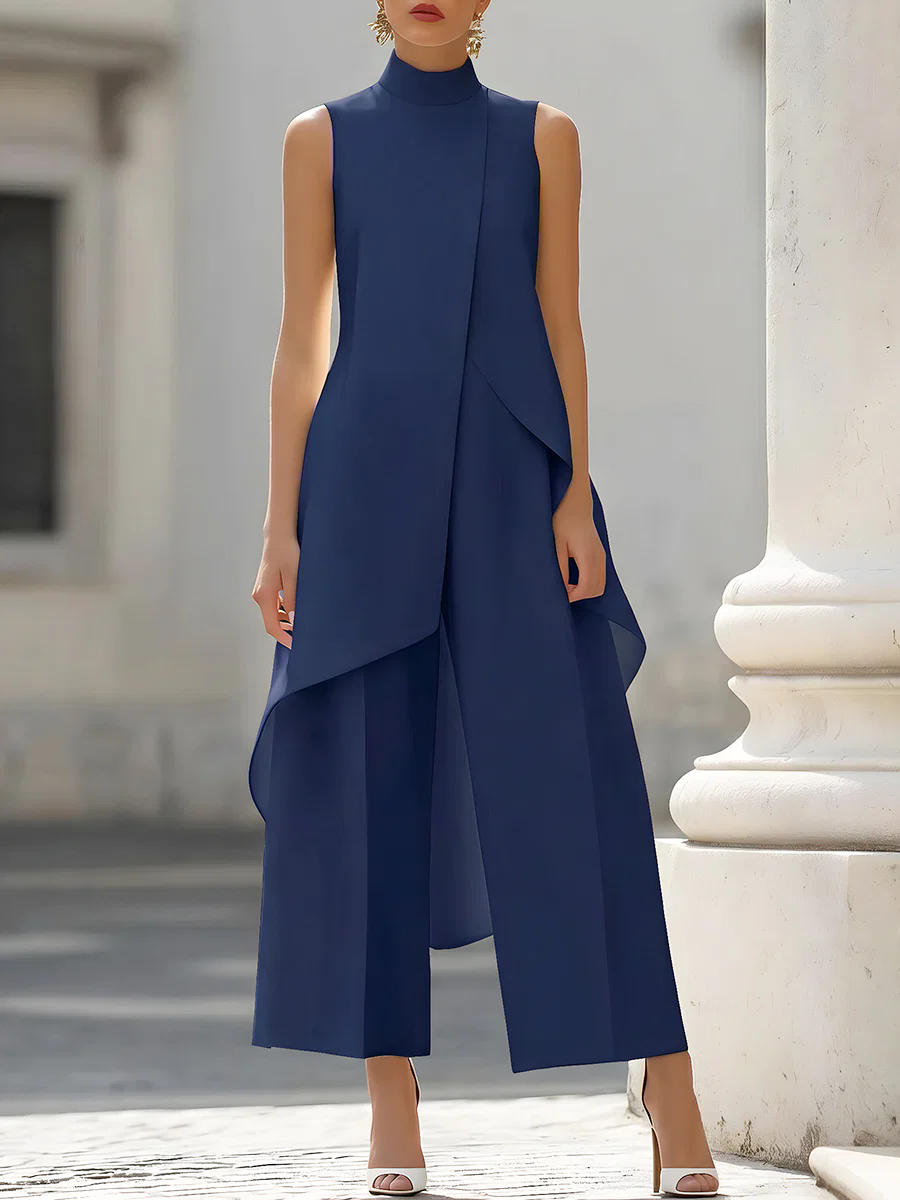 Sleeveless High Neck Asymmetri - Women'S Formal Wear Pants reseña y precio