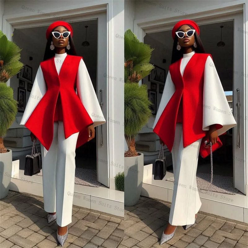 White Red Women Suit Set 2 Pie - Women Formal Wear Coat reseña y precio