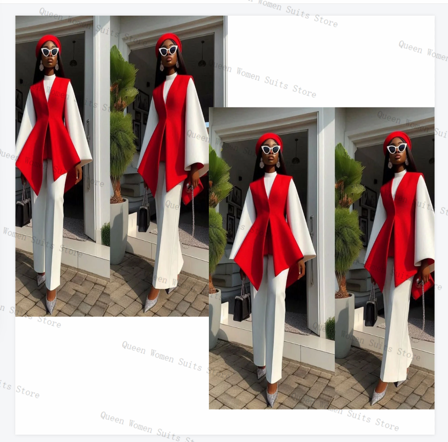 White Red Women Suit Set 2 Pie - Women Formal Wear Coat reseña y precio