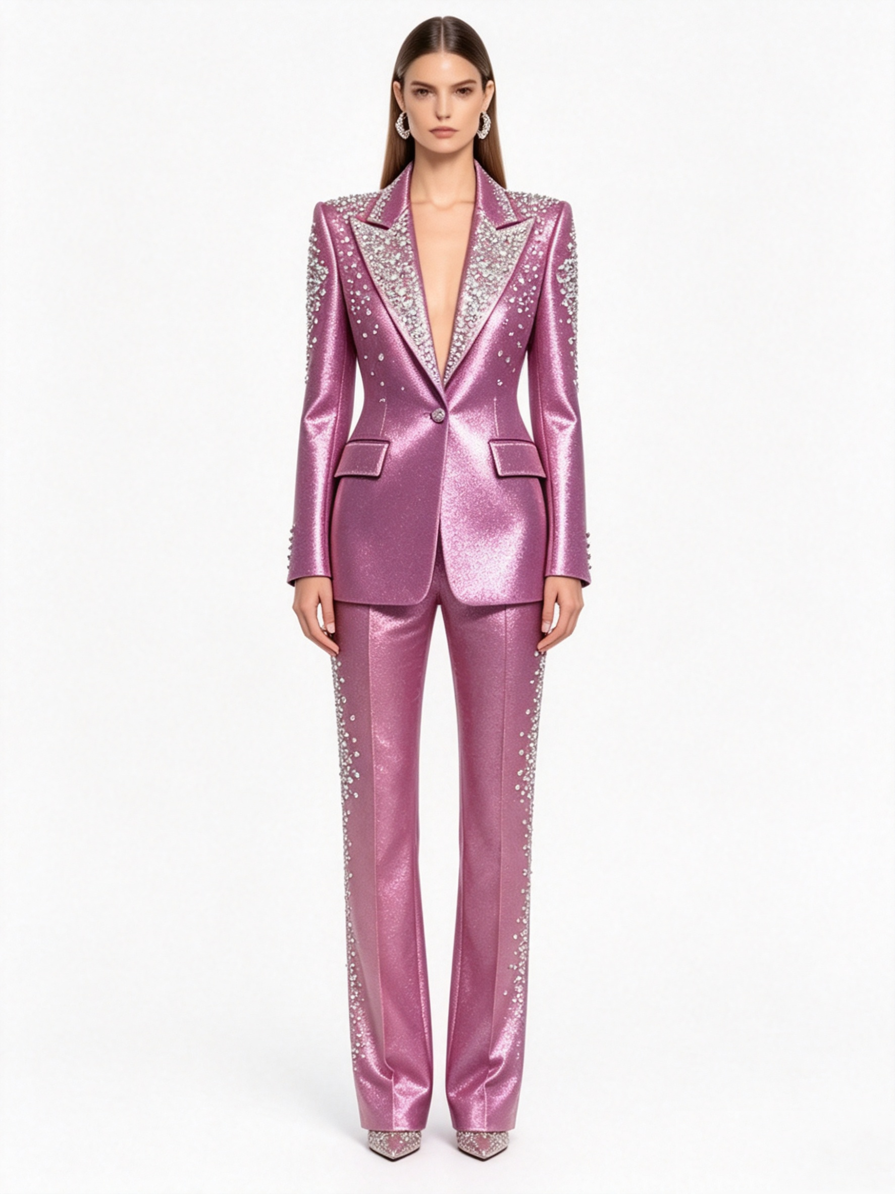 Luxury Crystals Pink Satin Wom - Women Formal Wear Coat reseña y precio