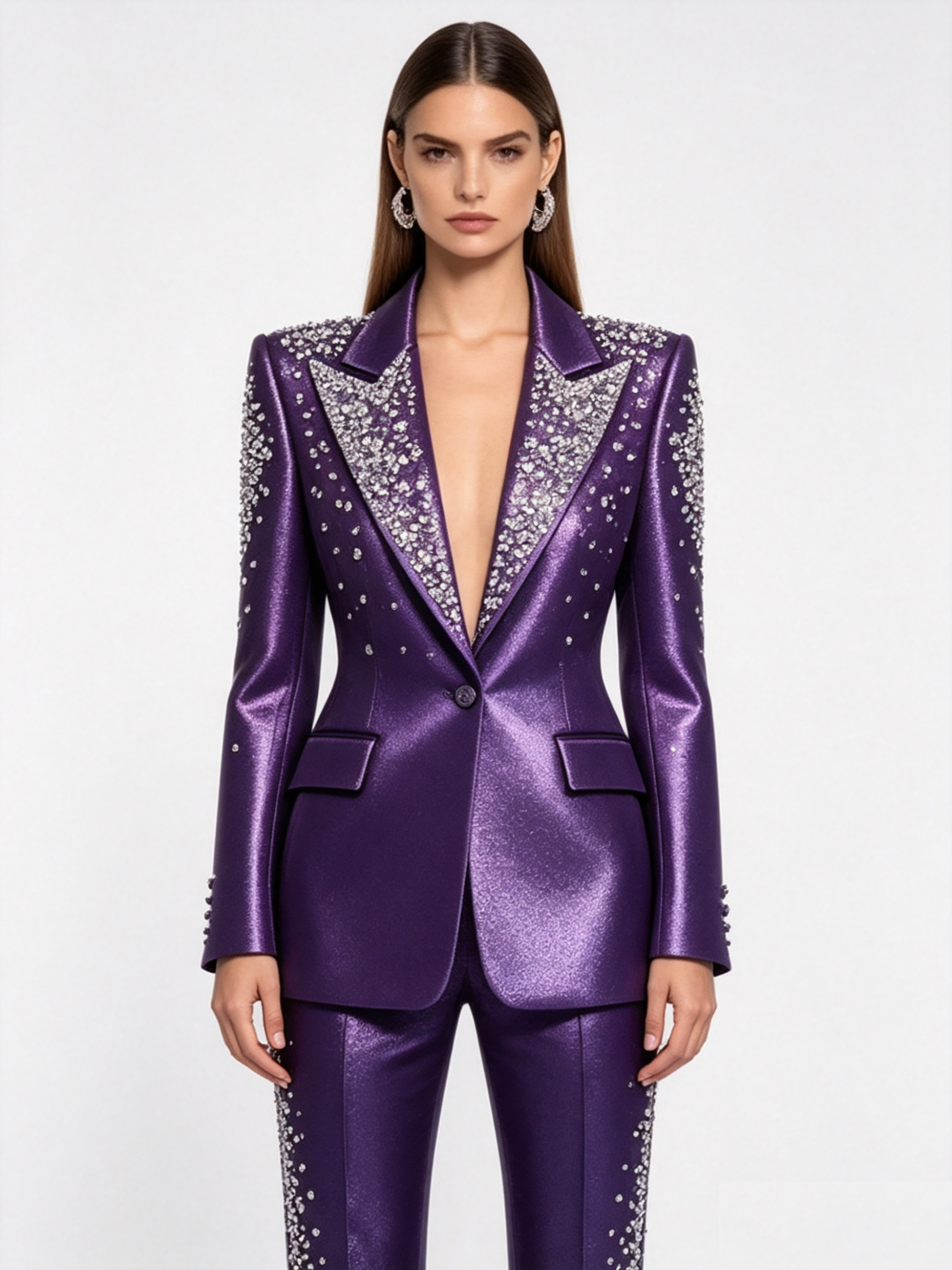Luxury Crystals Pink Satin Wom - Women Formal Wear Coat reseña y precio