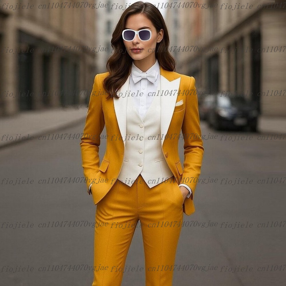 Yellow And White Formal Busine - Blazer Set Women Formal reseña y precio