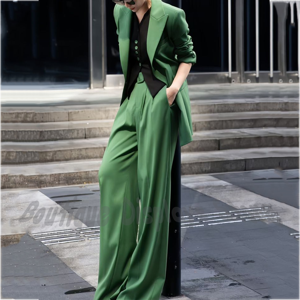 Green 3 Piece Women's Suit Pea - Tailored Trouser Wide reseña y precio