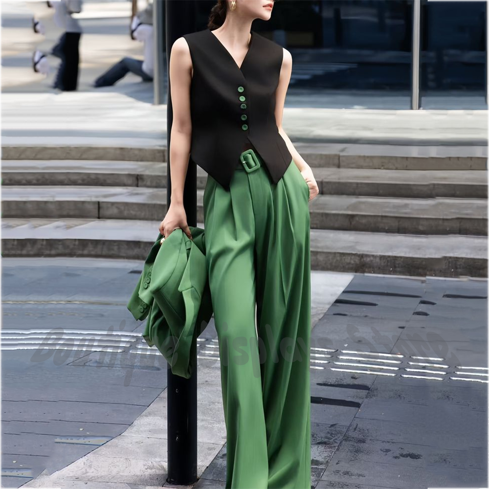 Green 3 Piece Women's Suit Pea - Tailored Trouser Wide reseña y precio
